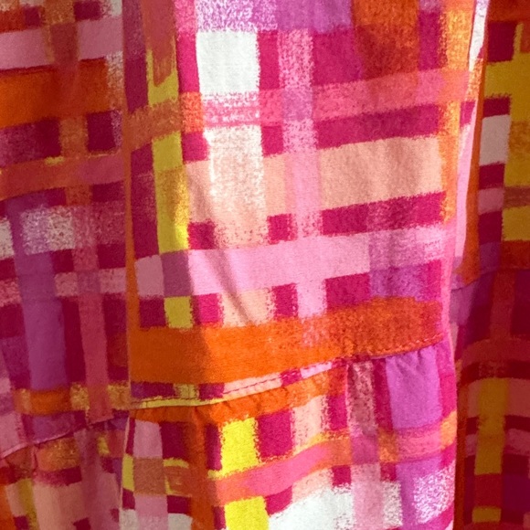 Isaac Mizrahi Pink and Orange Plaid Midi Dress - Picture 3 of 5